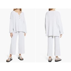 NWT Free People free-est Hailee Waffle Sweater Top & Wide Leg Pants Knit Set